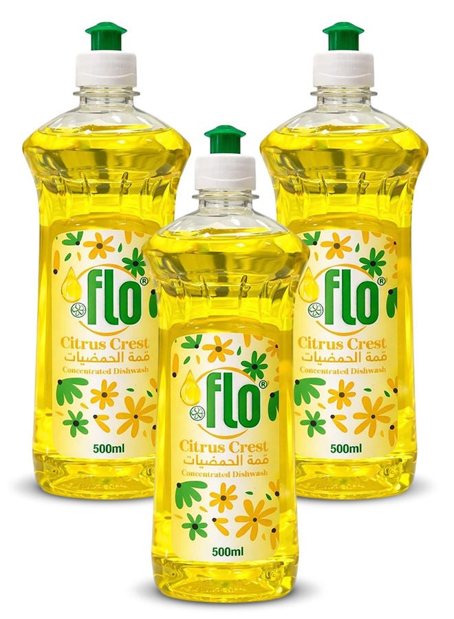 سائل غسيل أطباق مركز برائحة الحمضيات من كريست، 3 × 500 مل